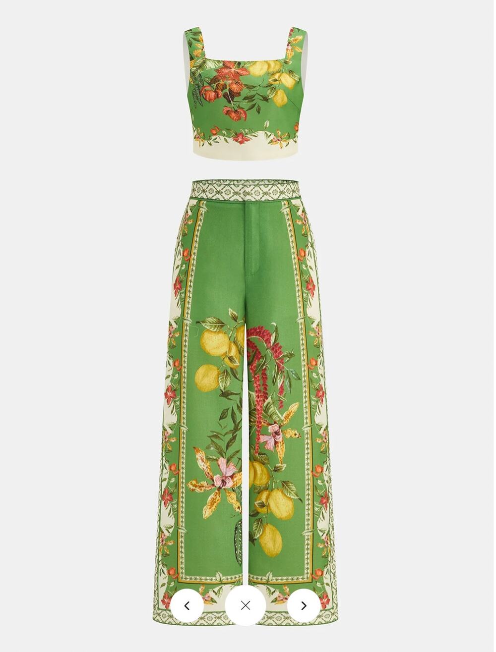NWT Commense Fruit Floral Print Crop Cami Top & Pants Set Sz M